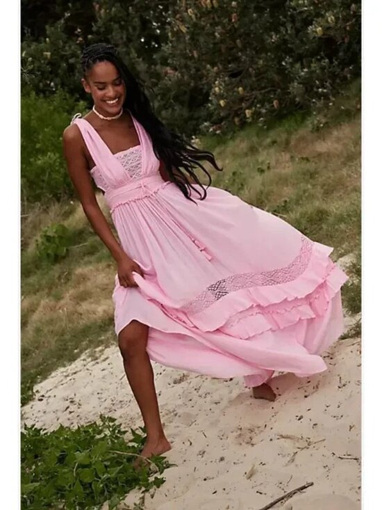 Free People Dresses & Skirts - Free People Santa Maria Maxi Dress L 10 Women's Party Sleeveless Pink NEW 46287